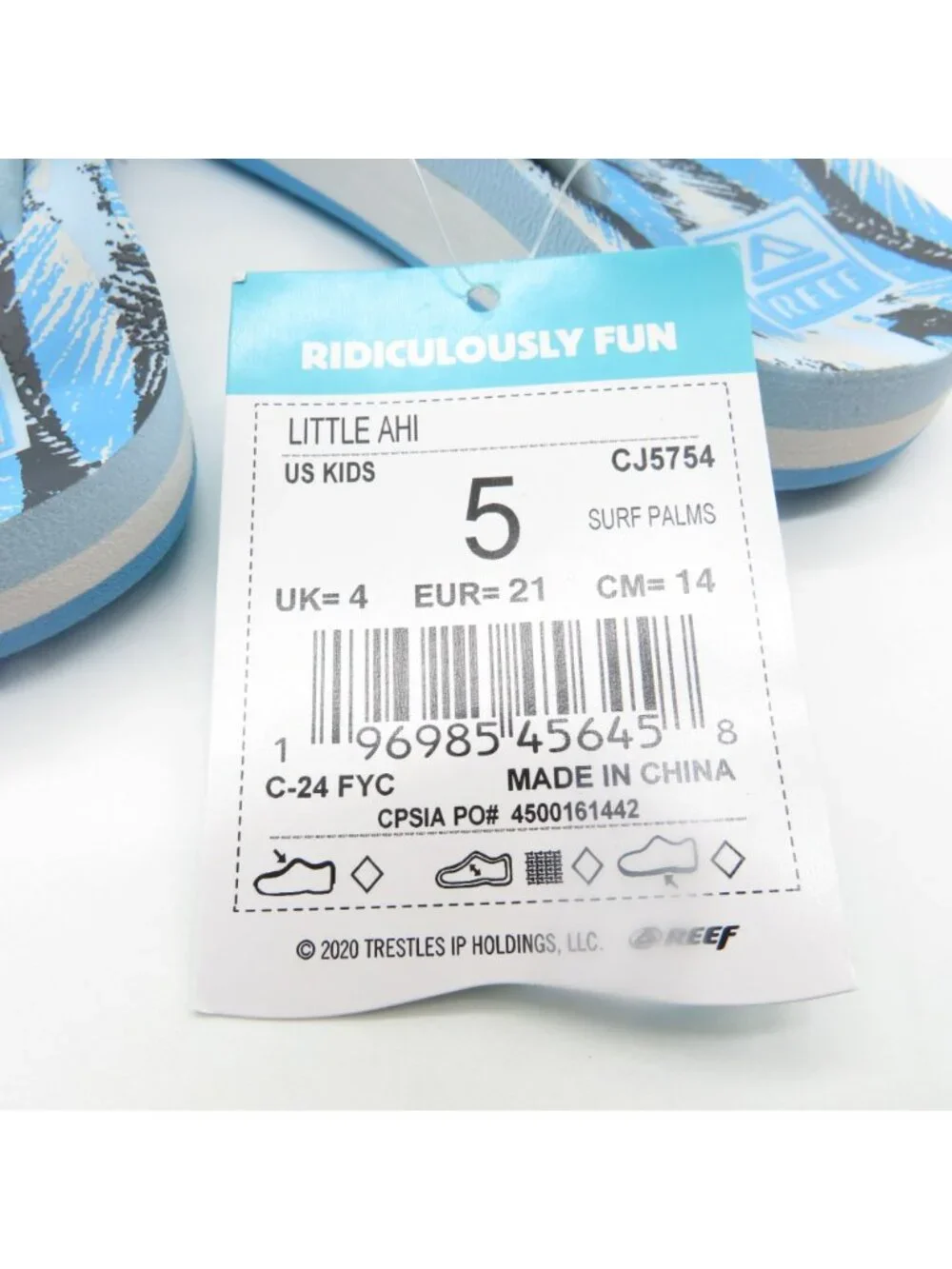 Reef Little Ahi Kids Sandals Surf Palms Print Size 5 NEW